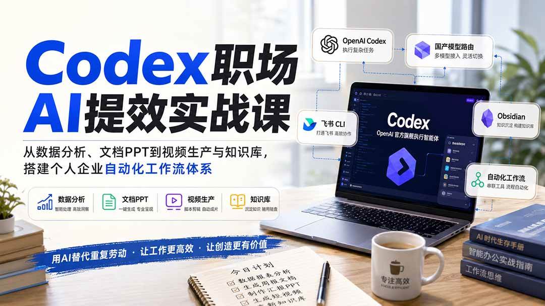 （20057期）Codex职场AI提效实战课：从数据分析、文档PPT到视频生产与知识库，搭建个人企业自动化工作流体系-泰戈创艺资源库