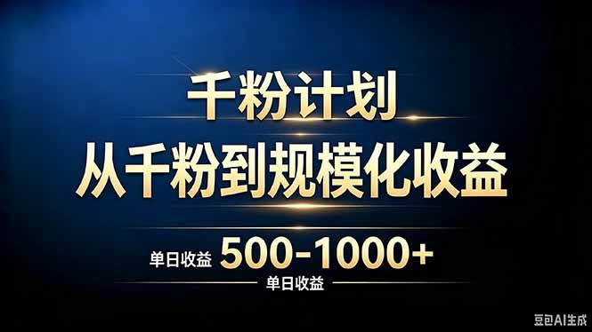 (20078期)抖音千粉账号计划,从千粉到规模化收益 500-1000+单日收益-泰戈创艺资源库