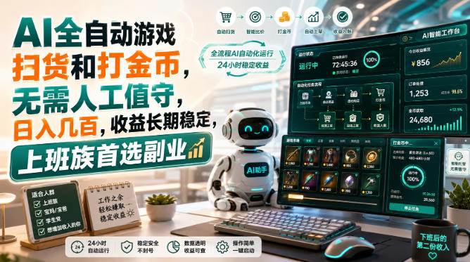 （20090期）AI全自动游戏皮肤扫货和打金币，日入几百，内部方法大揭秘，0门槛！-泰戈创艺资源库