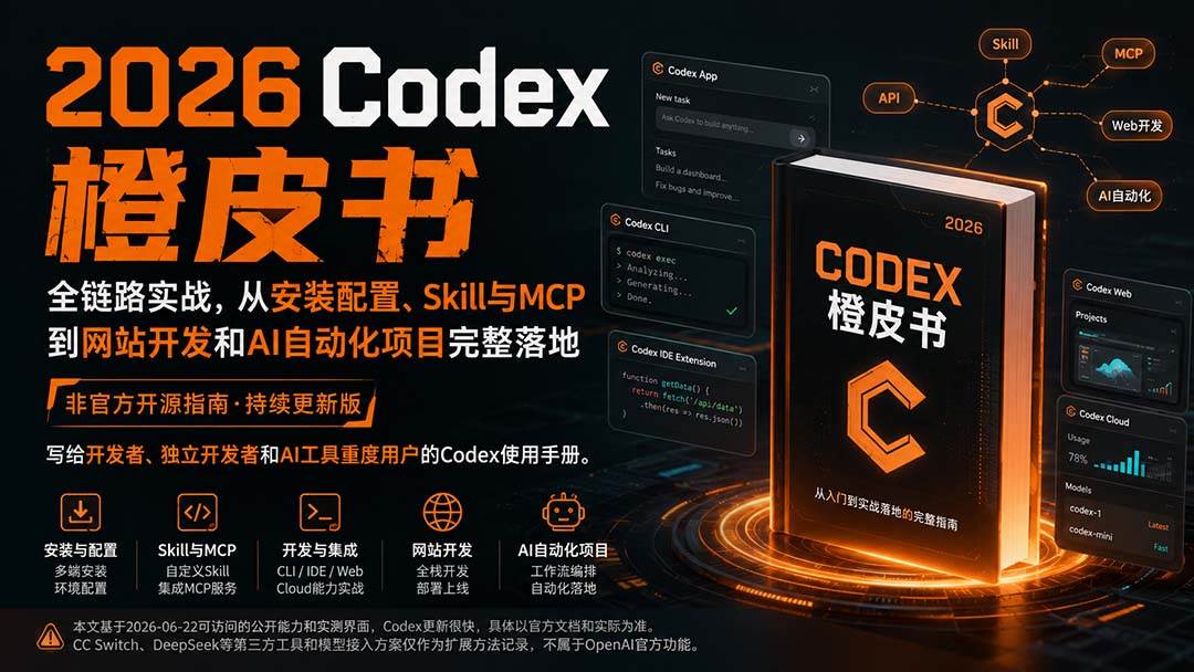 (20105期)2026Codex橙皮书:全链路实战,从安装配置、Skill与MCP到网站开发和AI自动化项目完整落地-泰戈创艺资源库