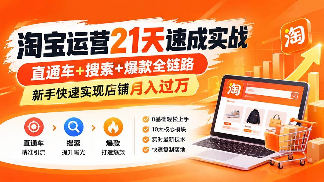 (20125期)淘宝运营21天速成实战(更新8月),直通车+搜索+爆款全链路,新手快速实现店铺月入过万-泰戈创艺资源库