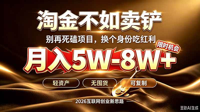 (20152期)别再傻乎乎埋头跑项目!互联网真正赚钱逻辑:做卖铲人,拒绝当韭菜,逆风翻盘月入5-8W+-泰戈创艺资源库