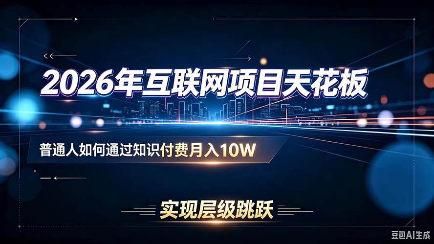 （20150期）2026年互联网项目天花板：普通人如何通过知识付费月入10W，实现层级跳跃-泰戈创艺资源库