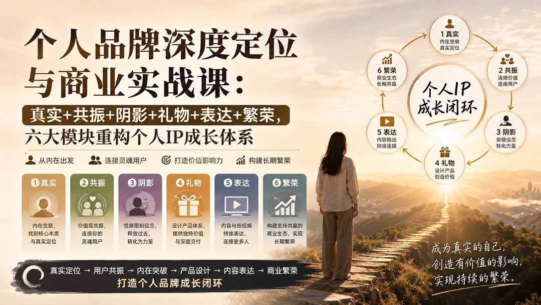 (20140期)个人品牌深度定位与商业实战课:真实+共振+阴影+礼物+表达+繁荣,六大模块重构个人IP成长体系-泰戈创艺资源库