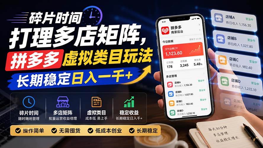 (20164期)碎片时间打理多店矩阵,拼多多虚拟类目玩法,长期稳定日入一千+-泰戈创艺资源库
