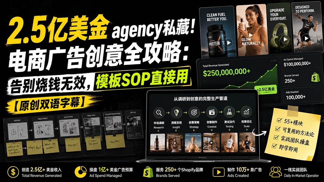 (20170期)2.5亿美金agency私藏!电商广告创意全攻略:告别烧钱无效,模板SOP直接用【原创双语字幕】-泰戈创艺资源库