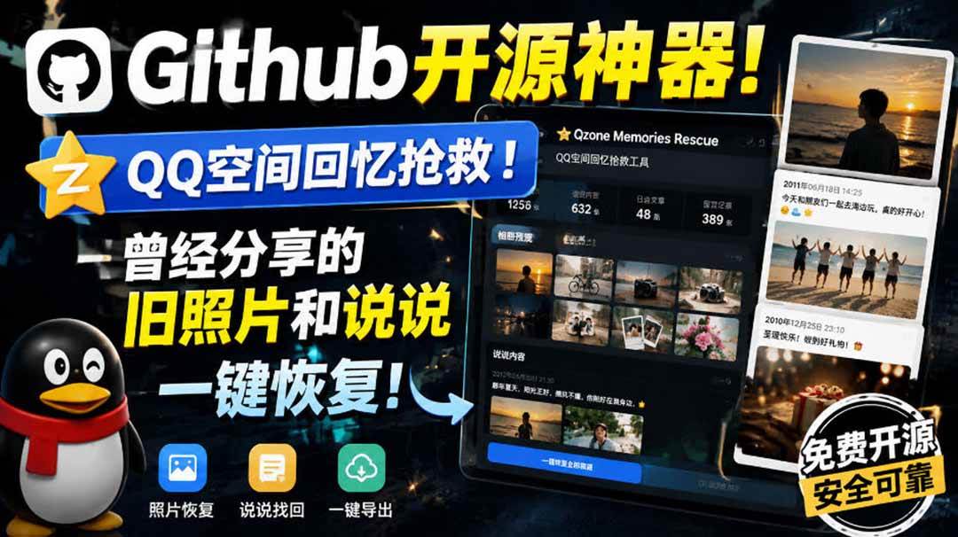 (20181期)Github开源神器!QQ空间回忆抢救!曾经分享的旧照片和说说一键恢复!-泰戈创艺资源库