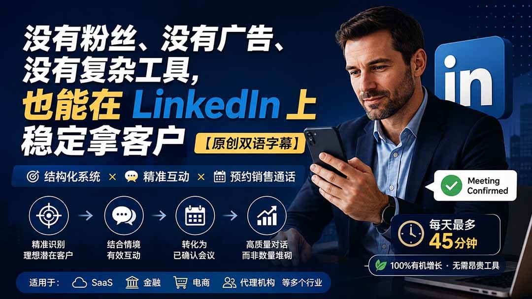 （20220期）没有粉丝、没有广告、没有复杂工具，也能在 LinkedIn 上稳定拿客户【原创双语字幕】-泰戈创艺资源库