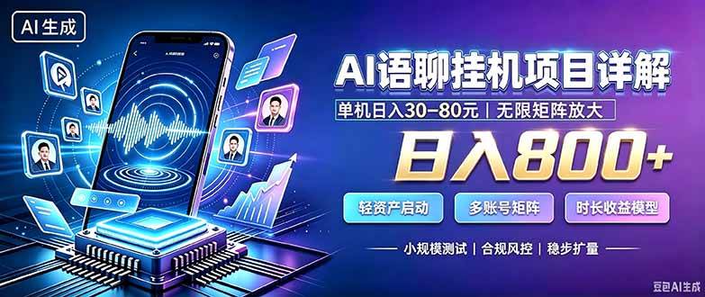 （20314期）AI语聊挂机，日入800+，适用个人副业，工作室矩阵操作-泰戈创艺资源库