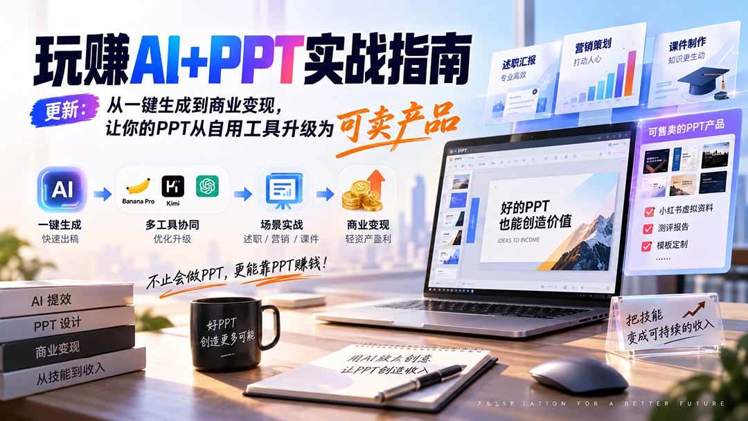 (20247期)玩赚AI+PPT实战指南-更新5月13:从一键生成到商业变现,让你的PPT从自用工具升级为可卖产品-泰戈创艺资源库