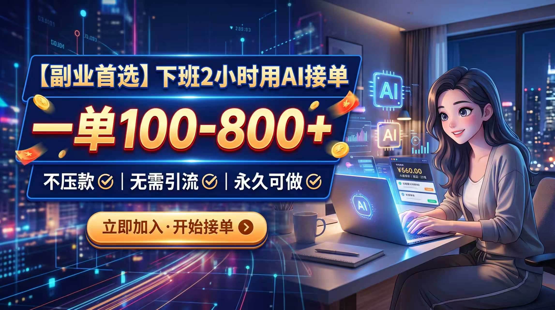 (20243期)下班2小时用AI接单,一单100-800+,不压款,无需引流,永久可做-泰戈创艺资源库