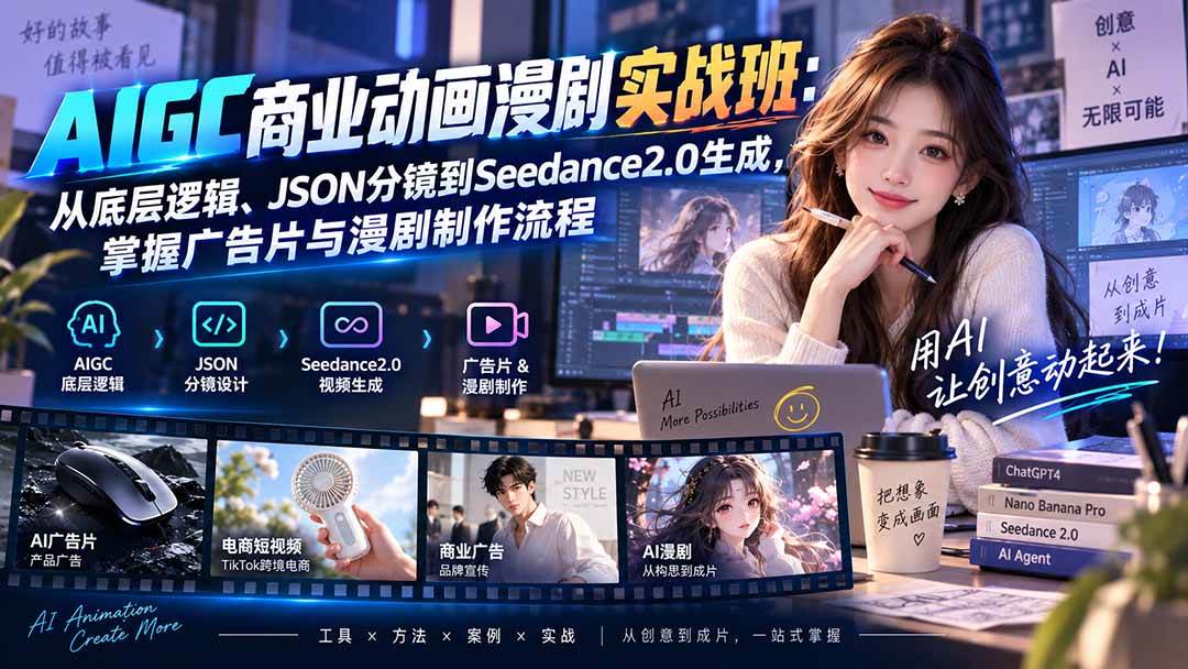 （20268期）AIGC商业动画漫剧实战班-更新：从底层逻辑、JSON分镜到Seedance2.0生成，掌握广告片与漫剧制作流程-泰戈创艺资源库