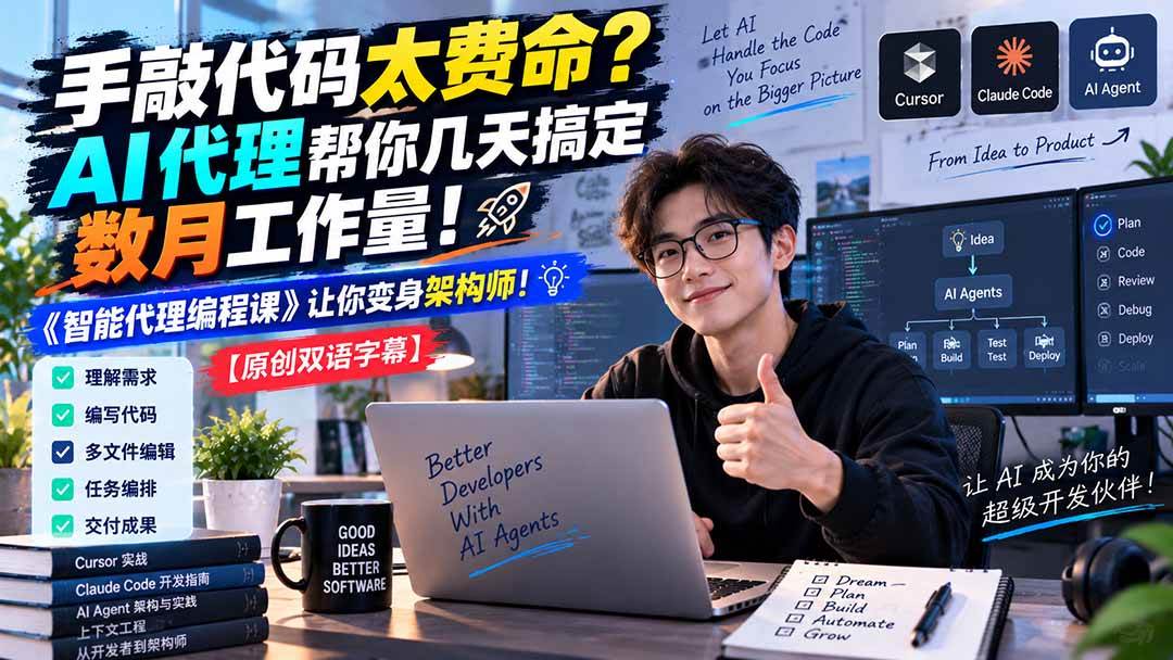 (20286期)手敲代码太费命?AI 代理帮你几天搞定数月工作量!《智能代理编程课》让你变身架构师-泰戈创艺资源库