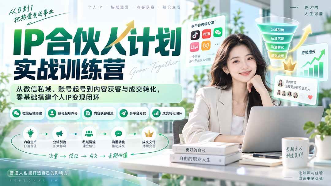 (20321期)IP合伙人计划实战训练营-更新:从微信私域、账号起号到内容获客与成交转化,零基础搭建个人IP变现闭环-泰戈创艺资源库