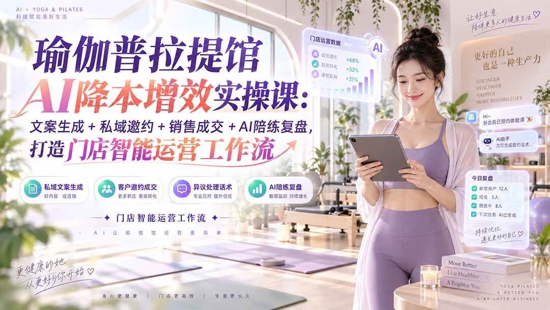 (20340期)瑜伽普拉提馆AI降本增效实操课:文案生成+私域邀约+销售成交+AI陪练复盘,打造门店智能运营工作流-泰戈创艺资源库