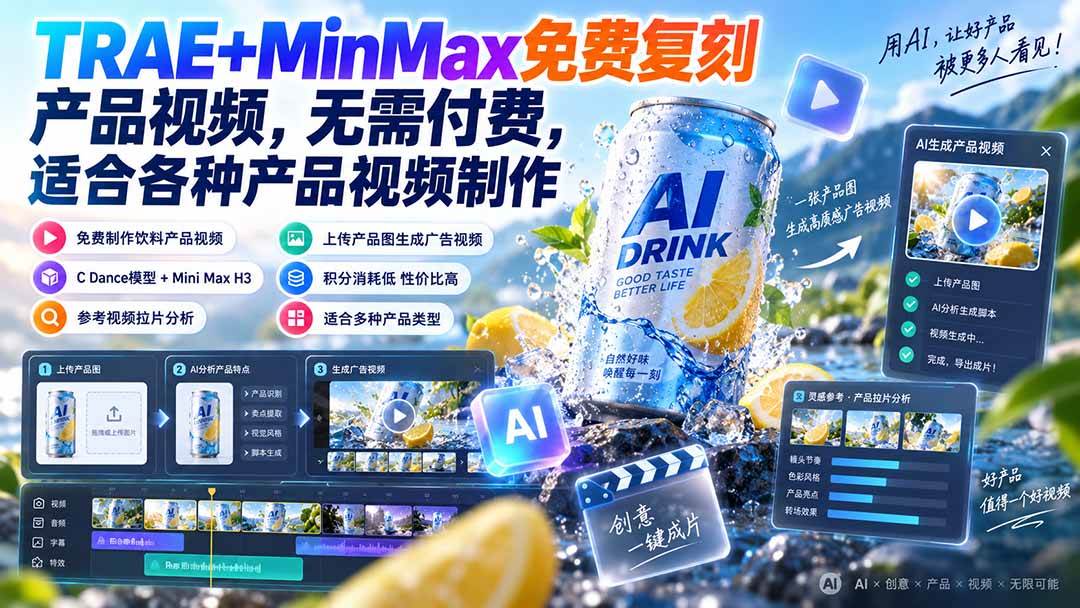 (20362期)TRAE+MinMax免费复刻产品视频,无需付费,适合各种产品视频制作-泰戈创艺资源库