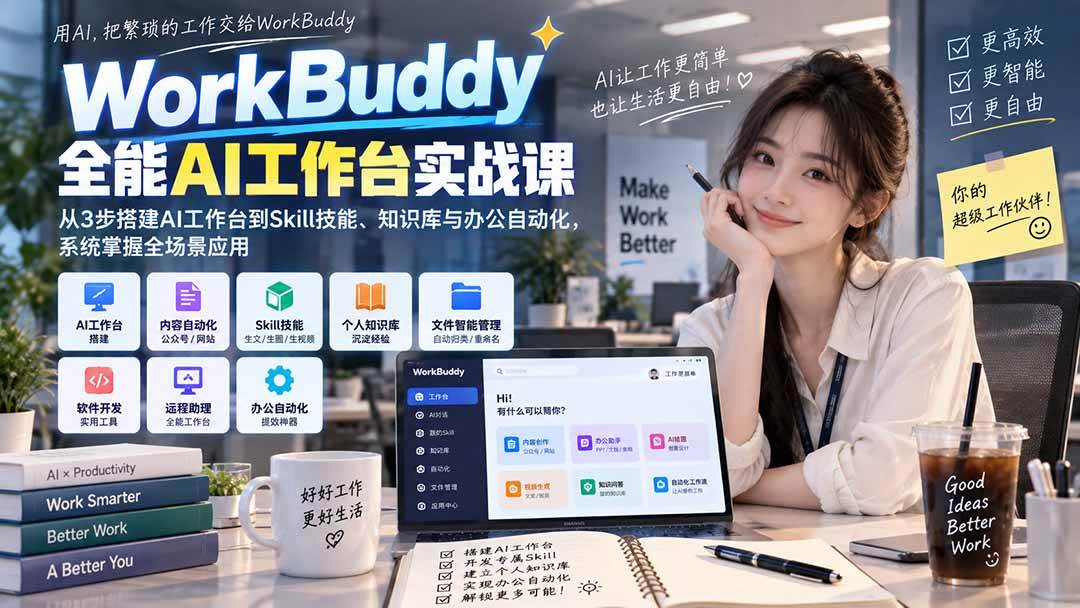 (20403期)WorkBuddy全能AI工作台实战课:从3步搭建AI工作台到Skill技能、知识库与办公自动化,系统掌握全场景应用-泰戈创艺资源库