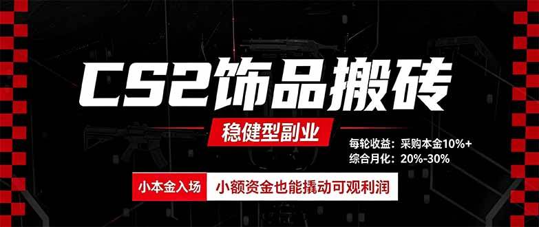 (20402期)CS2饰品搬砖,每轮收益为采购本金的10%+,综合月化为20-30%,稳健型副业-泰戈创艺资源库