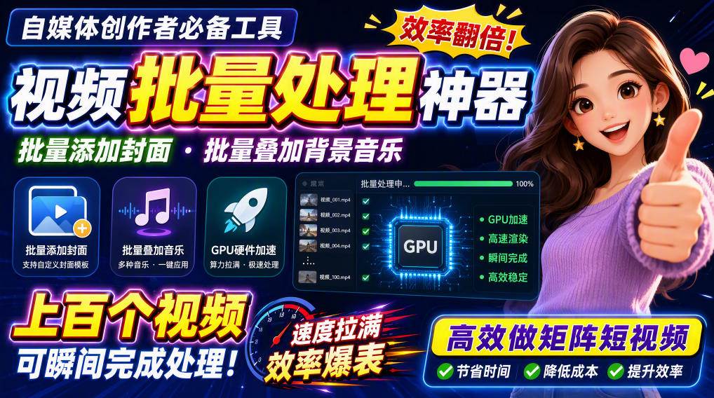 (20399期)视频批量加封面,把封面添加到视频第一帧,不用剪辑软件批量添加-泰戈创艺资源库