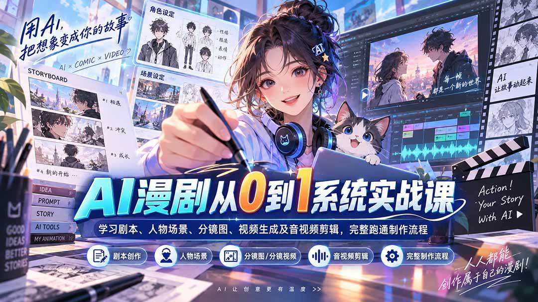 （20430期）AI漫剧从0到1系统实战课：学习剧本、人物场景、分镜图、视频生成及音视频剪辑，完整跑通制作流程-泰戈创艺资源库