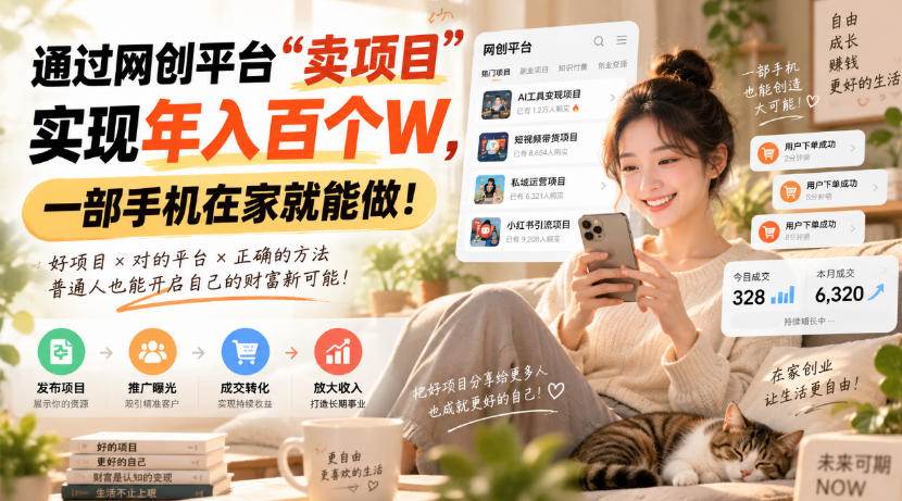 (20445期)通过网创平台“卖项目”实现年入百万,一部手机在家就能做!-泰戈创艺资源库