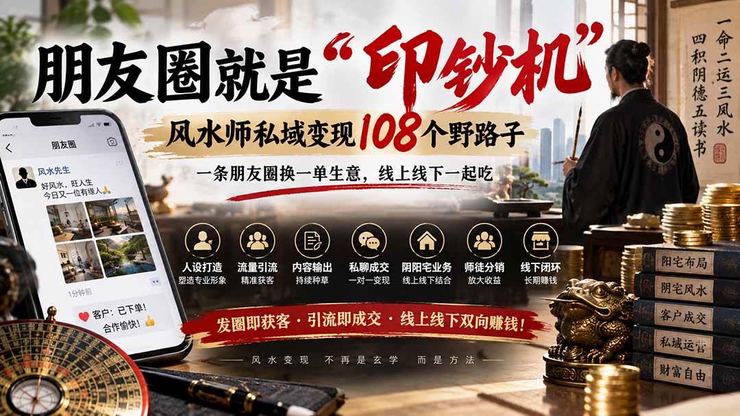 (20464期)朋友圈就是“印钞机”,风水师私域变现108个野路子,一条朋友圈换一单生意,线上线下一起吃【文档】-泰戈创艺资源库