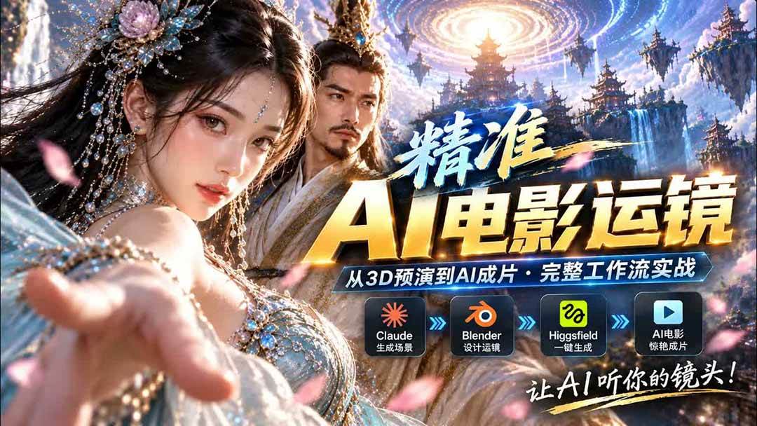 (20503期)AI视频终于能精准运镜了!Claude + Blender + Higgsfield 免费插件实测-泰戈创艺资源库