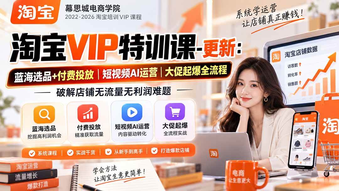 (20522期)淘宝VIP特训课-更新0917:蓝海选品+付费投放|短视频AI运营|大促起爆全流程,破解店铺无流量无利润难题-泰戈创艺资源库