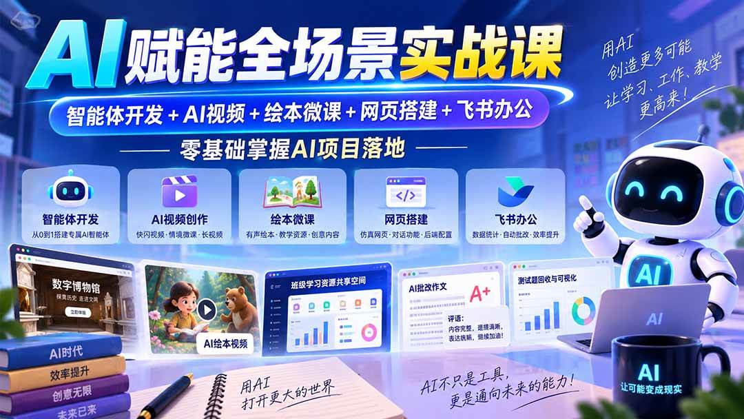 (20517期)AI赋能全场景实战课|智能体开发+AI视频+绘本微课+网页搭建+飞书办公,零基础掌握AI项目落地-泰戈创艺资源库