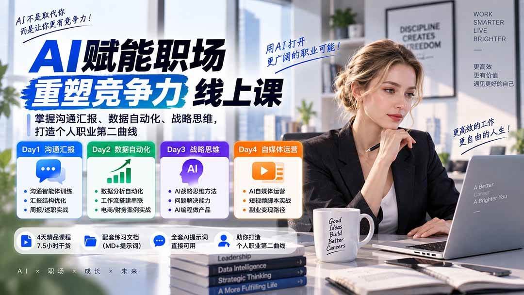 (20531期)AI职场提效与第二曲线实战课-无水印:学习沟通汇报、数据工作流和战略思维,掌握AI编程做产品及自媒体运营方法-泰戈创艺资源库