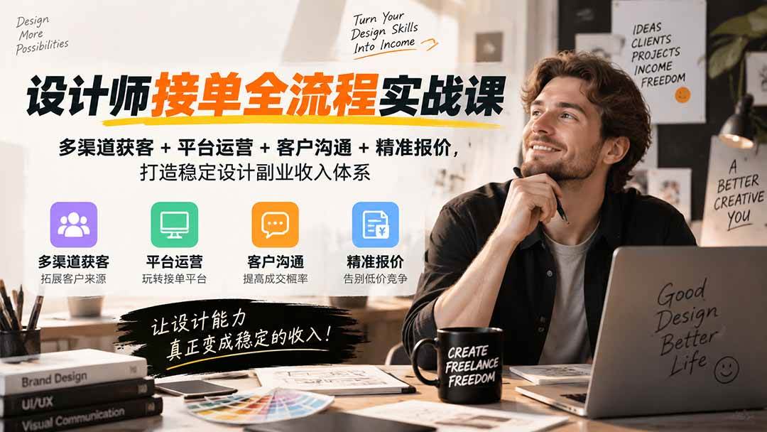(20563期)设计师接单全流程实战课-无水印|多渠道获客+平台运营+客户沟通+精准报价,打造稳定设计副业收入体系-泰戈创艺资源库