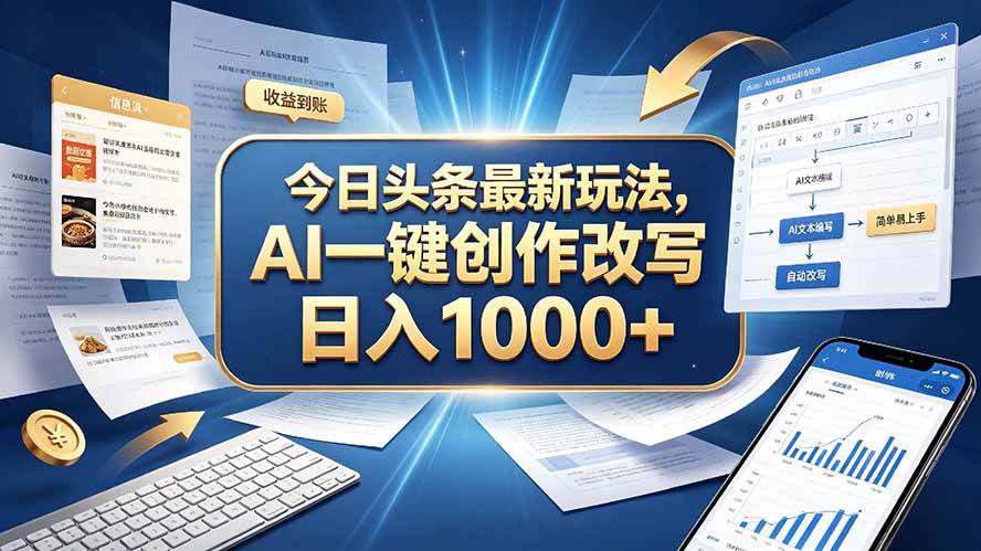 (20566期)今日头条最新玩法,AI 一键创作改写,简单易上手,轻松日入 1000 +-泰戈创艺资源库