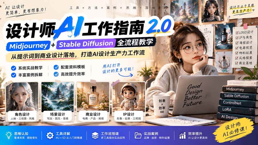 (20562期)《设计师AI工作指南 2.0》-无水印课:从思维落地,解锁 AI 设计生产力-泰戈创艺资源库