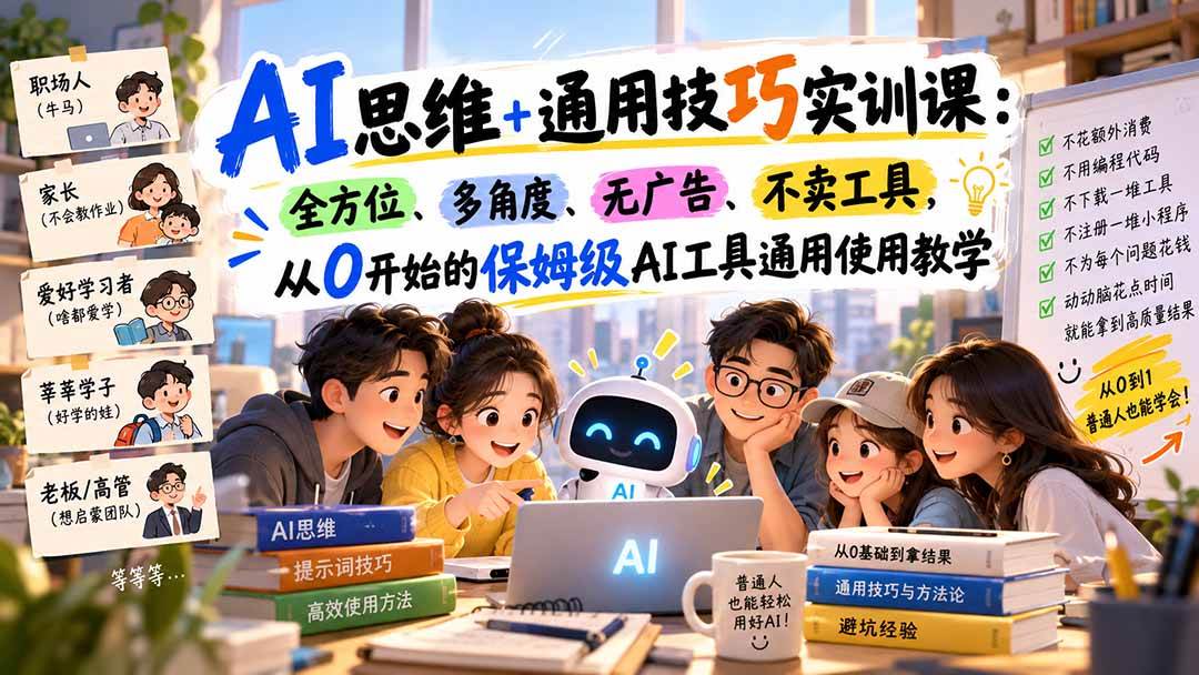 (20680期)AI思维+通用技巧实训课:全方位、多角度、无广告、不卖工具,从0开始的保姆级AI工具通用使用教学-泰戈创艺资源库