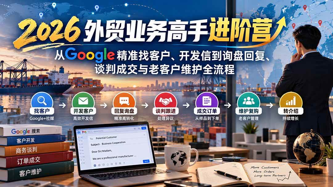 (20690期)2026外贸业务高手进阶营:从Google精准找客户、开发信到询盘回复、谈判成交与老客户维护全流程-泰戈创艺资源库