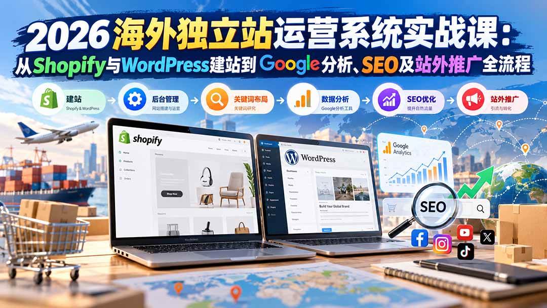 (20689期)2026海外独立站运营系统实战课:从Shopify与WordPress建站到Google分析、SEO及站外推广全流程-泰戈创艺资源库