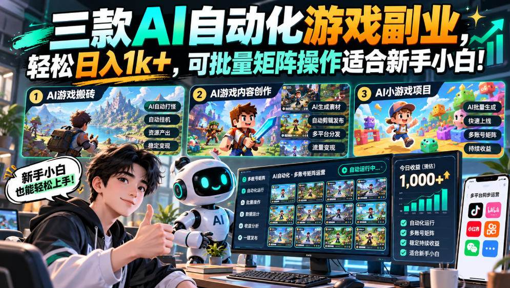 (20699期)三款长期稳定AI自动化游戏,日入千元,毫无保留的全部教给你!-泰戈创艺资源库