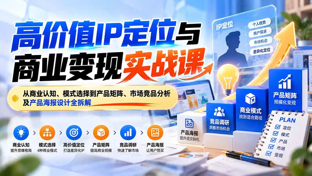 （20715期）高价值IP定位与商业变现实战课：从商业认知、模式选择到产品矩阵、市场竞品分析及产品海报设计全拆解-泰戈创艺资源库