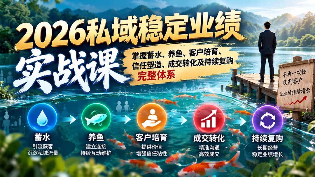 （20710期）2026私域稳定业绩实战课：掌握蓄水、养鱼、客户培育、信任塑造、成交转化及持续复购完整体系-泰戈创艺资源库