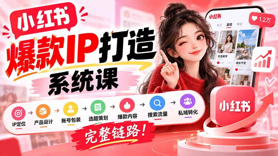 （20711期）【无水印】小红书爆款IP打造课：IP定位→产品设计→账号包装→选题策划→爆款内容→搜索流量→私域转化，完整链路-泰戈创艺资源库