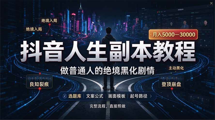 (20734期)抖音爆火AI人生副本赛道,28作品涨粉33万粉丝,看完自己便可产出爆款-泰戈创艺资源库