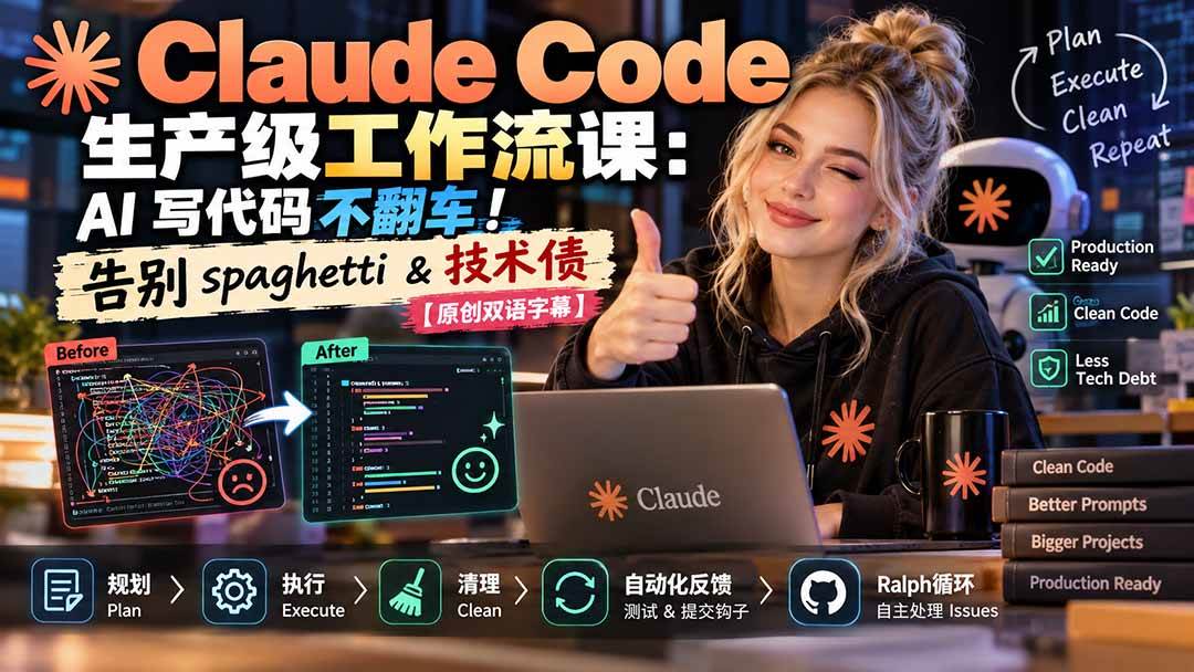 (20739期)Claude Code 生产级工作流课:AI 写代码不翻车!告别 spaghetti & 技术债【原创双语字幕】-泰戈创艺资源库