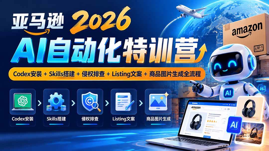 (20746期)亚马逊2026AI自动化-10月特训营:Codex安装+Skills搭建+侵权排查+Listing文案+商品图片生成全流程-泰戈创艺资源库