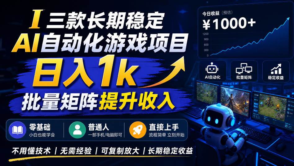 (20769期)【国庆推荐】长期稳定的AI自动化游戏,日入千元,稳定运行三年!-泰戈创艺资源库