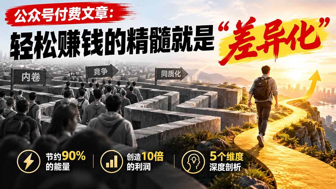 (20779期)公众号付费文章:轻松赚钱的精髓就是“差异化”-泰戈创艺资源库