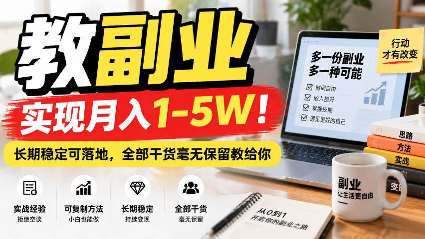 （20806期）“教副业”实现月入1-5W！长期稳定可落地，全部干货毫无保留教给你-泰戈创艺资源库