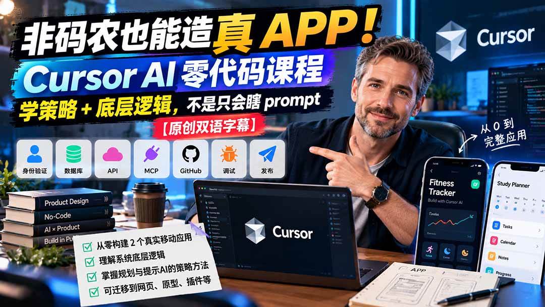 （20810期）非码农也能造真 APP！Cursor AI 零代码课程：学策略 + 底层逻辑，不是只会瞎 prompt【原创双语字幕】-泰戈创艺资源库
