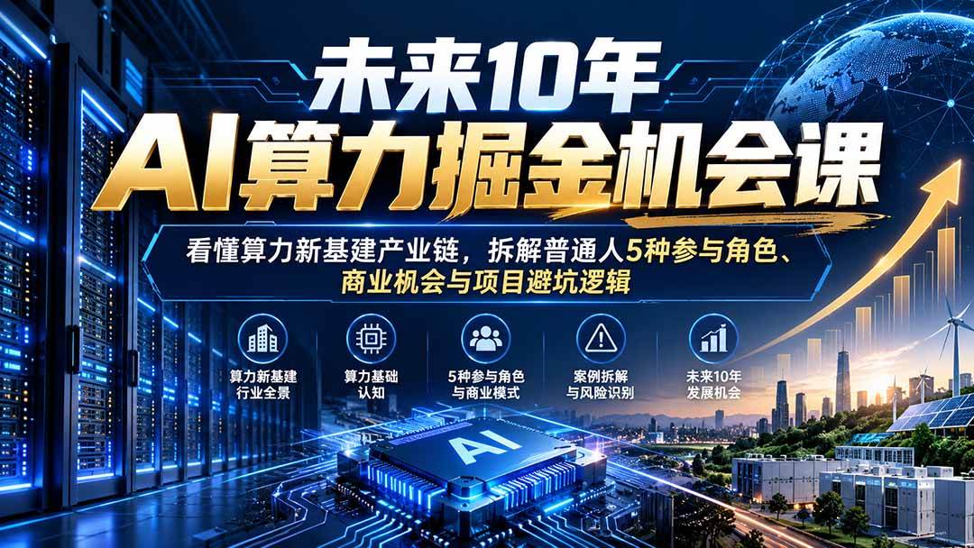 （20825期）未来10年AI算力掘金机会课：看懂算力新基建产业链，拆解普通人5种参与角色、商业机会与项目避坑逻辑-泰戈创艺资源库
