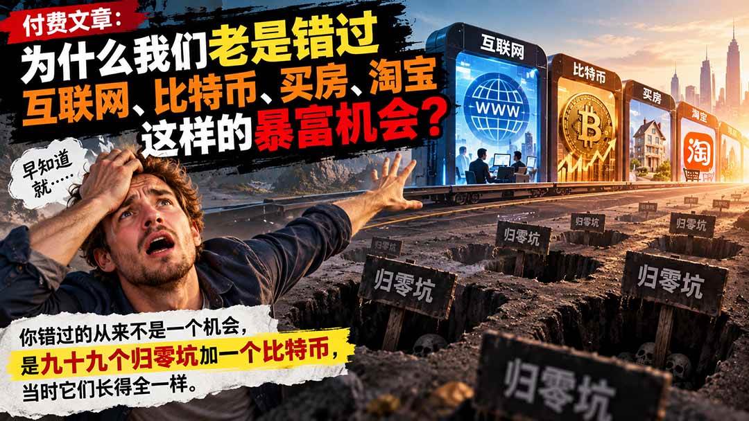 （20834期）付费文章：为什么我们老是错过互联网、比特币、买 房、淘宝这样的暴富机会？-泰戈创艺资源库