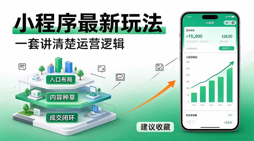 （20876期）微信小程序最新玩法 四种收益来源，单日收入400+-泰戈创艺资源库